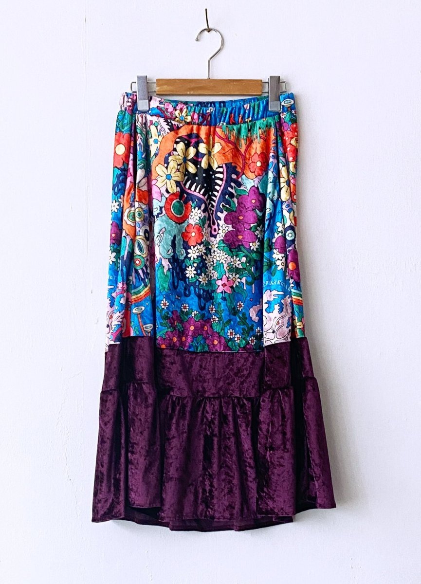 画像1: レトロフラワーフリルスカート (1)